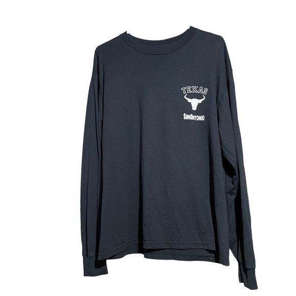 BLACK Long Sleeve Pullover TShirt with Ribbed Cuffs -Front/Back Crest Size Large - Picture 1 of 7